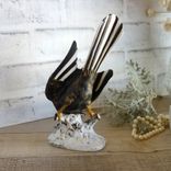 Courtly Songbird Checked Bird Figurine 8.5" Checkered Song Bird Decor 2 small