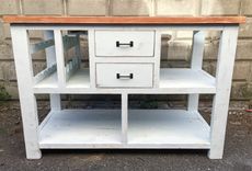 Rustic Shabby Chic Farmhouse Kitchen Island W/ Wine Rack 3 small