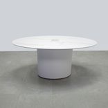 Oval Shape Custom Conference Table, Engineered Stone Top - Aurora Meeting Table 1 small