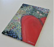 Red Heart Original Acrylic Art Canvas, 5" X 7", Whimsical Heart Painting 5 small