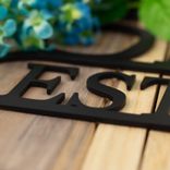 Personalized Metal Family Name and Established Year Sign with Vines and Scrolls 2 small