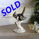 Courtly Songbirds Checked Figurine Black And White Stripes Decor 1 small
