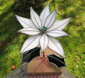 Poinsettia In White Stained Glass- Industrial Flower- Everlasting Bloom 2 small