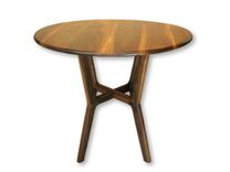 Round Collapsible Buffet Dining Table In Walnut 2 small