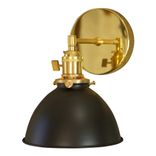 Coastal Cottage 1-Light Brass Wall Sconce, Black Lamp Shade 2 small