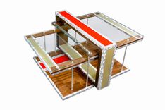 Custom Industrial Contemporary Eclectic Modern Wood Metal Glass Coffee Table 1 small