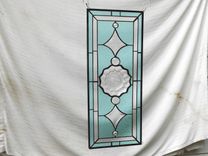 1930s Heisey Depression Glass Stained Glass Panel, Vintage Window Transom W Peerless Plate 8 small