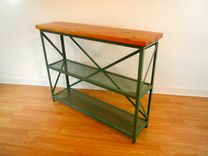Welded Steel And Reclaimed Wood Console Table / Shelf / Accent Table 1 small