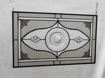 Stained Glass Window Panel, Heisey Narrow Flute Pattern Depression Glass Plates 1 small