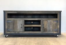 Rustic Industrial Barn Board / Reclaimed Wood Media Stand / Tv / Entertainment Stand 3 small