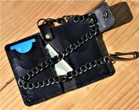 Handmade Leather Biker Wallet Vegetable Tan The Mandalorian Beskar Steel Gray 2 small