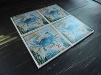 Handmade Crab Theme Ceramic Coasters 3 small
