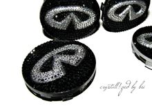 Infiniti Crystallized Car Wheel Center Caps Bling Genuine European Crystals Bedazzled 2 small