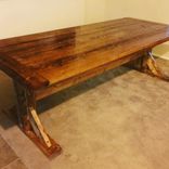 Rustic Trestle Table With Expansion Leaves 1 small