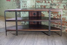 Media Unit. Corner Console / Tv Stand. Steel/Reclaimed Wood. Vintage/Industrial/Modern/Rustic. 2 small