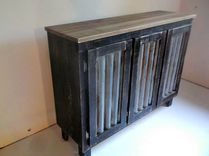 Rustic Bar Cabinet With Reclaimed Corrugated Metal Inserts 3 small