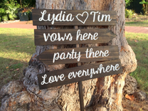 Rustic Wood Vows Here Party There Love Everywhere Beach Wedding Sign 3 small