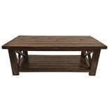 Rustic Farmhouse Coffee Table - Country Modern Stained Solid Wood 1 small