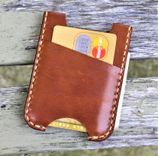 Handmade Leather Minimalist Wallet Minus Wickett And Craig Buck Brown Harness Money Clip 6 small