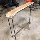 White Walnut / Butter Nut Table With Salvaged Hammered Iron Legs 2 small