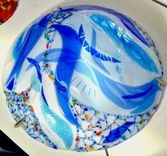 Luxury Fused Glass Amber/Aqua Chandelier, 26 2 small