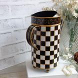 Courtly Vintage Watering Can Checked Tea Pot Decor Black And White Checks Vase 3 small