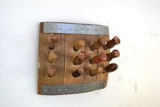 Wine Bottle Wall Mounted Stopper Display - Vintners Dozen - Made From Reclaimed Ca Wine Barrels 2 small