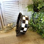 Courtly Clock Checked Clock Hand Painted Black And White Checks Clock 2 small