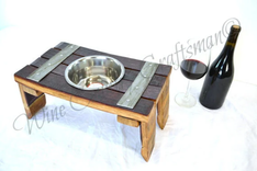 Wine Barrel Elevated Dog Food And Water Bowl Stand - Guigna - Made From Retired Barrels 2 small
