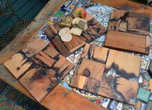 Rustic Wood Mosaic Epoxy Resin Serving/Cutting Boards 4 small