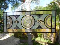Pink Depression Glass Coronation Plates, Antique Stained Glass Transom Window 8 small
