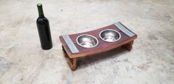 Wine Barrel Elevated Feeding Station - Miya - Retired California Wine Barrel Pet Dish 1 small
