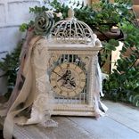 Bird Cage Clock Blue Shabby Chic Decor Handmade Vintage Roses 4 small