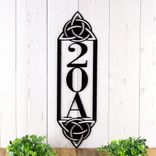 Vertical House Number Metal Sign with Celtic Knots 1 small