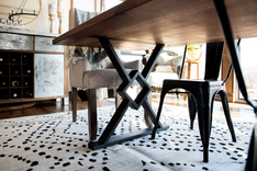 Walnut Dining Table, Modern Wood Kitchen Table With Metal Legs, Rustic Dining, Industrial Dining 5 small