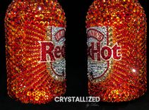 Crystallized Frank's Red Hot Bottle Condiment Hot Wings Kitchen Bling European Crystals Bedazzled 3 small