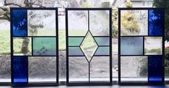 Stained Glass and Bevels Entryway Window - Diamond Blue 3 small