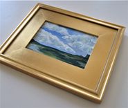 Framed Original Acrylic Landscape Painting, Gold Plein Air Frame 4 small