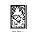 Floral Artistic Gate - Butterfly Decorative Steel Gate - Custom Wall Panel - Outdoor Steel Art 4 small