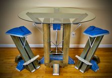 Custom Wood Metal Upholstered Bar Stool Hightop Chair 2 small
