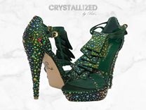Fully Crystallized High Heels Bling Shoes Genuine European Crystals Bedazzled Pumps Sandals 1 small