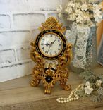 Courtly Mantle Clock Black And White Checked Baroque Clock With Cherubs 5 small