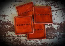 Custom Name Leather Coasters 4 small