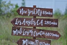 Rustic Wood Directional Sign, Mileage Destination Wooden Sign Post 2 small