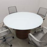 Modern Round Shape Custom Conference Table, Tempered Glass Top - Omaha Meeting Table 4 small