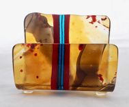 Fused Glass Business Card Holder - Topaz 1 small