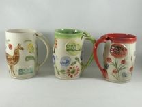 Set Of Two: Large Ceramic Handmade Mugs 5 small