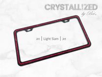 Stripe Crystallized Bling Slim License Plate Frame Genuine European Crystals Bedazzled 3 small