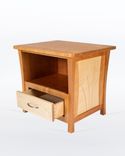 Nightstand With Drawer In Solid Cherry And Maple, Features Space For Laptop. "River Rushes" 2 small