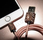 Crystallized Fabric Wrapped Usb Lightning Charging Cord Genuine European Crystals Bedazzled 2 small